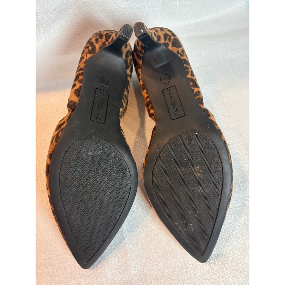 Bandolino Leopard Print D'Orsay Pointed Toe Pumps Heels Size 8.5 Brown Black - Picture 5 of 10